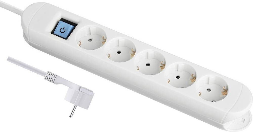 Maxtrack NV 57-2 WL Steckdosenleiste mit Schalter Weiß Schutzkontakt