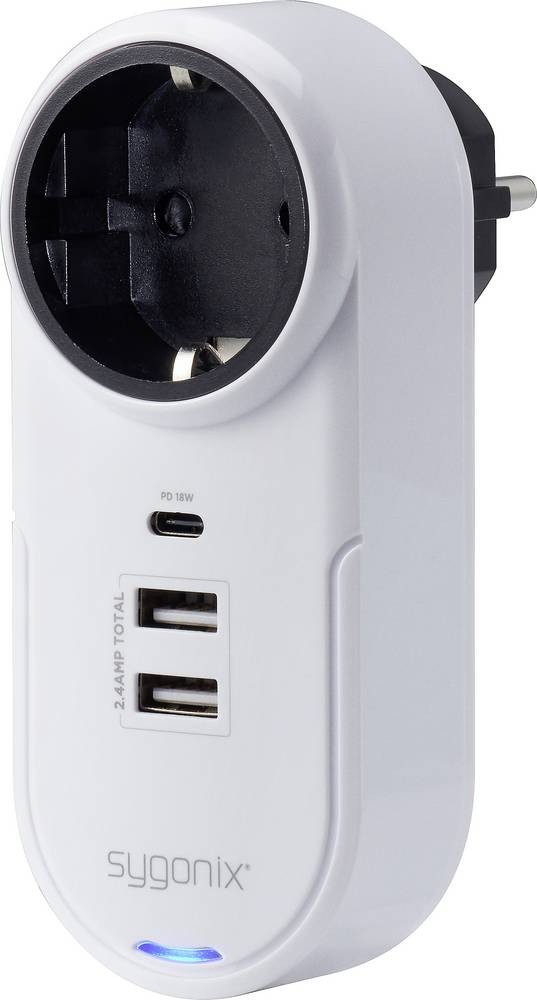 Sygonix TY1825 USB charger 18W 2x USB-A, 1x USB-C , Schutzkontakt-