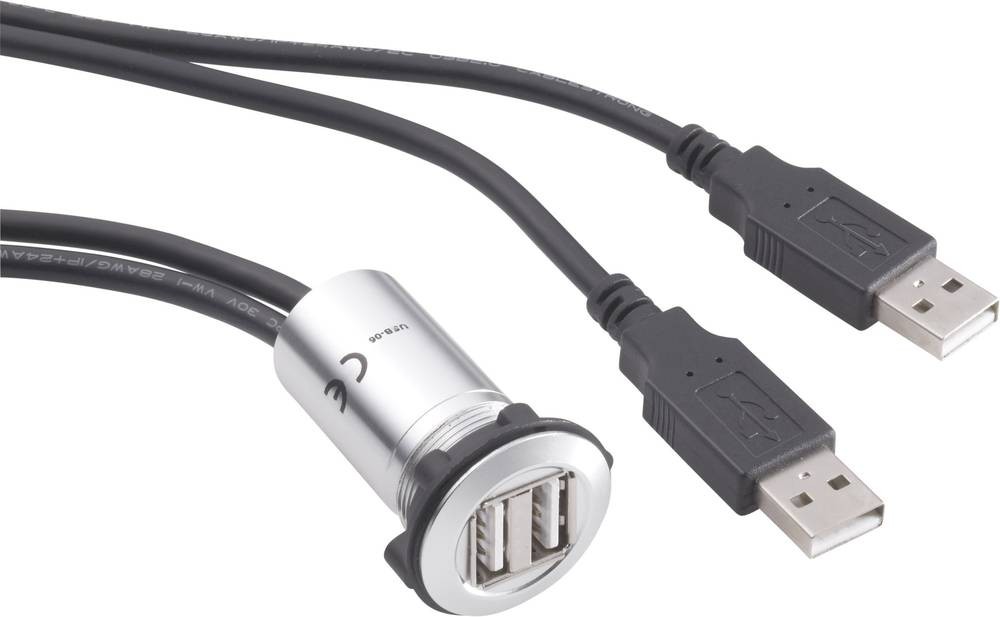 TRU Components USB-06 USB-Doppeleinbaufemale 2.0 Buchse, Einbau 2 x