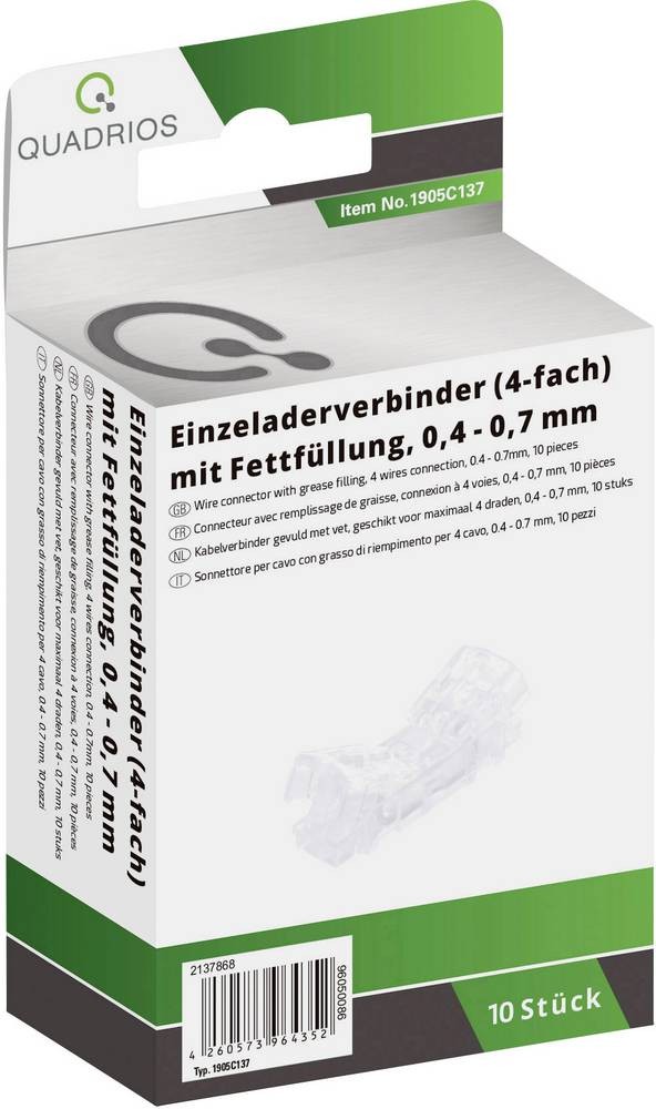 Quadrios 1905C137 Einzeladerverbinder flexibel: 0.40-0.70mm² starr: