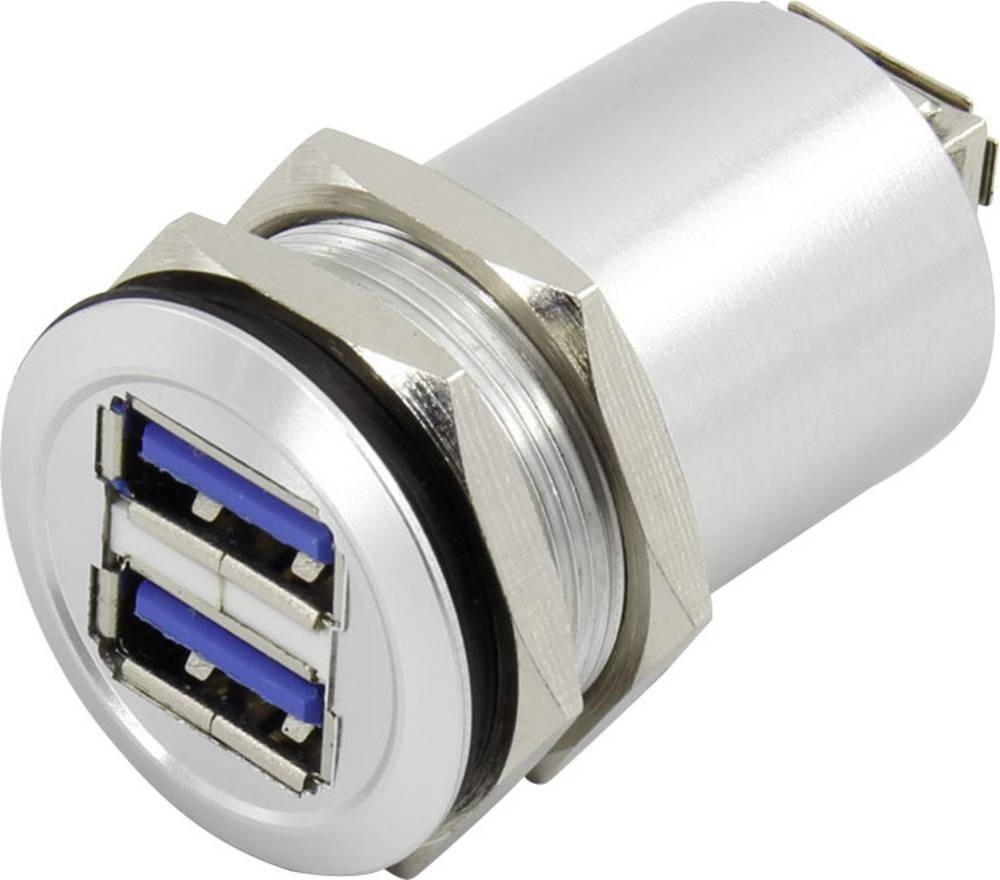 TRU Components USB-14-BK USB A Doppeleinbaufemale 3.0 Buchse, Einbau