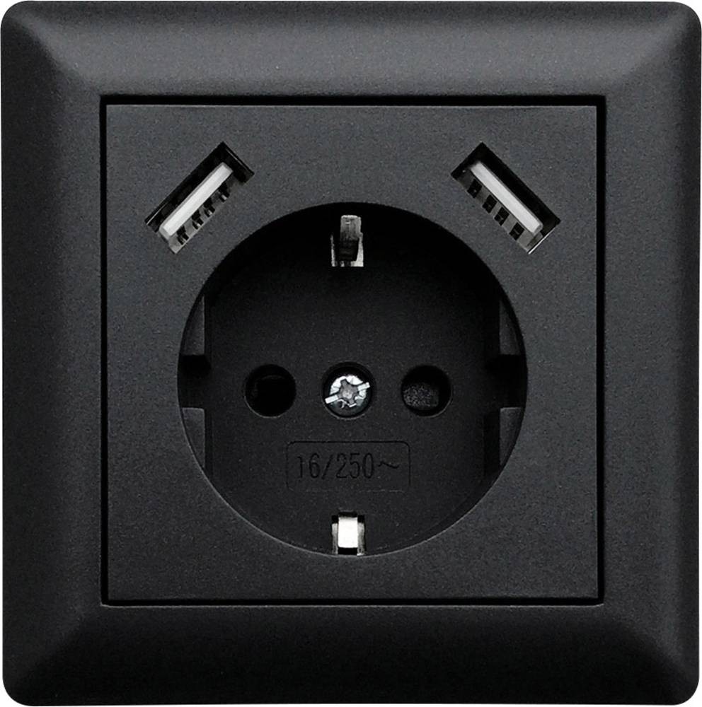 LEDmaxx USB1002 1fach Unterputz-Steckdose mit USB, erhöhter Berü