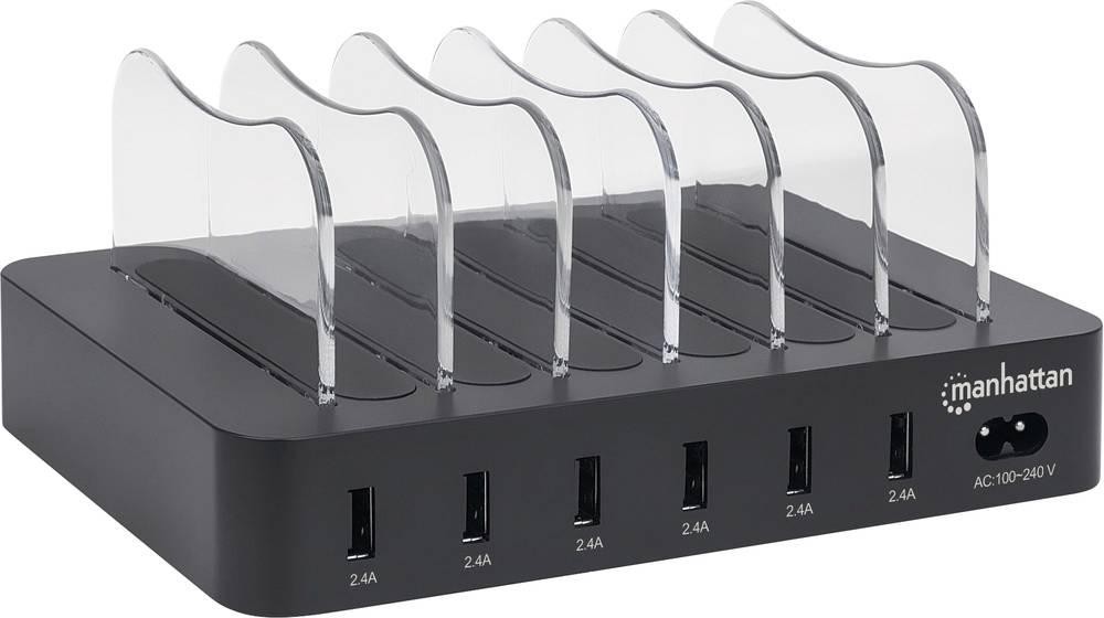 Manhattan Charging Station, 6x USB-A Ports, Outputs: 6x 2.4A, Smart