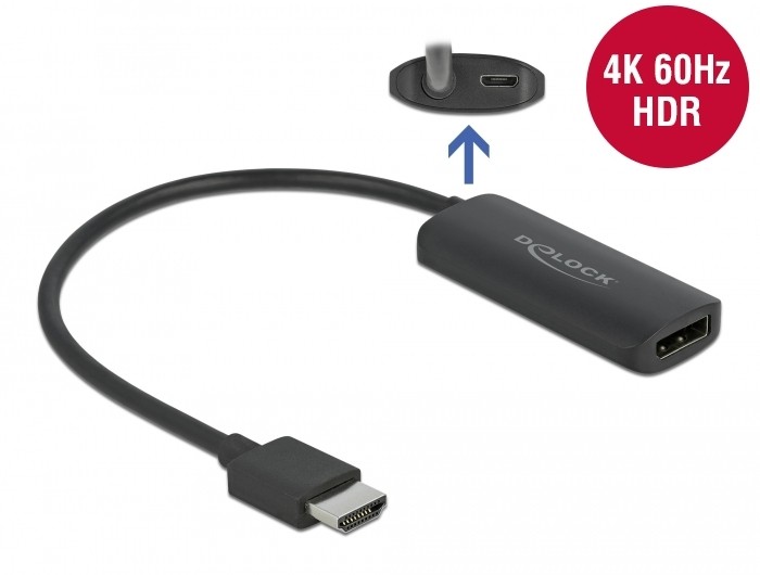 DeLOCK Adattatore HDMI-A maschio a DisplayPort femmina 4K 60 Hz -