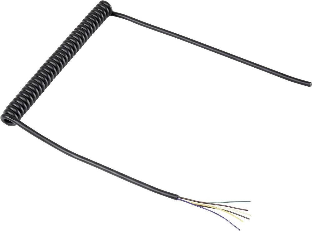 TRU Components 1571516 Spiralkabel 204mm / 600mm 6 x 0.12mm² nero 1