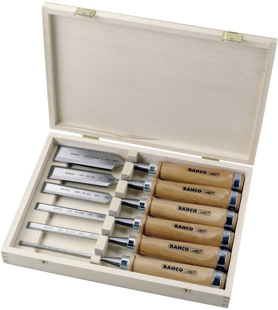 Bahco 425-083 Stechbeitel-Satz, 6-Tlg, Holzbox, 6,10,12,18,25,32mm