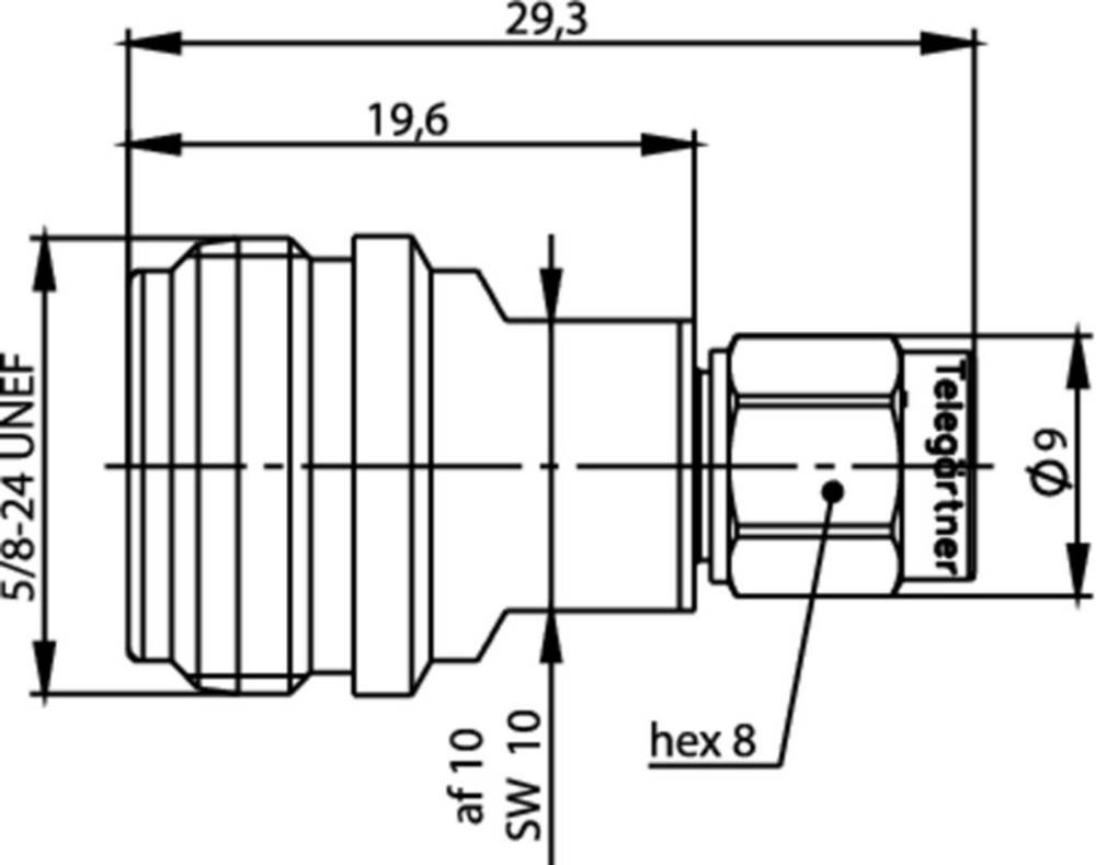 Telegärtner 100024218 100024218 Koax-adaptor N-female - SMA-plug 1