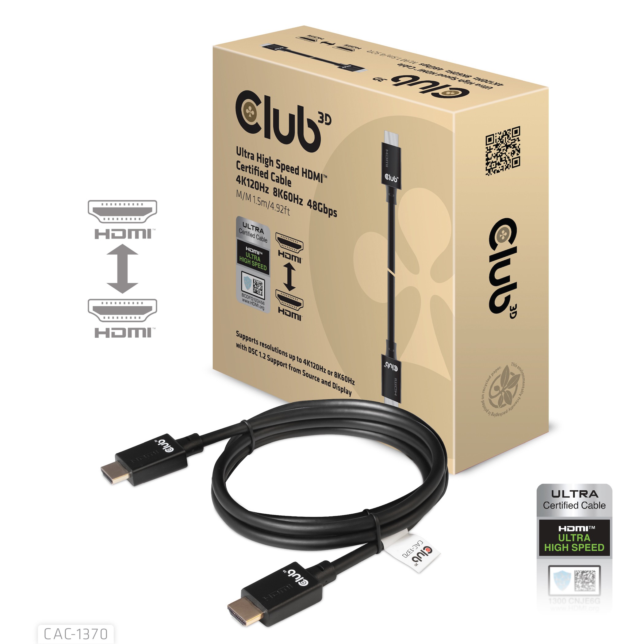 CLUB3D CAC-1370 cable HDMI 1,5 m HDMI tipo A (Estándar) Negro -