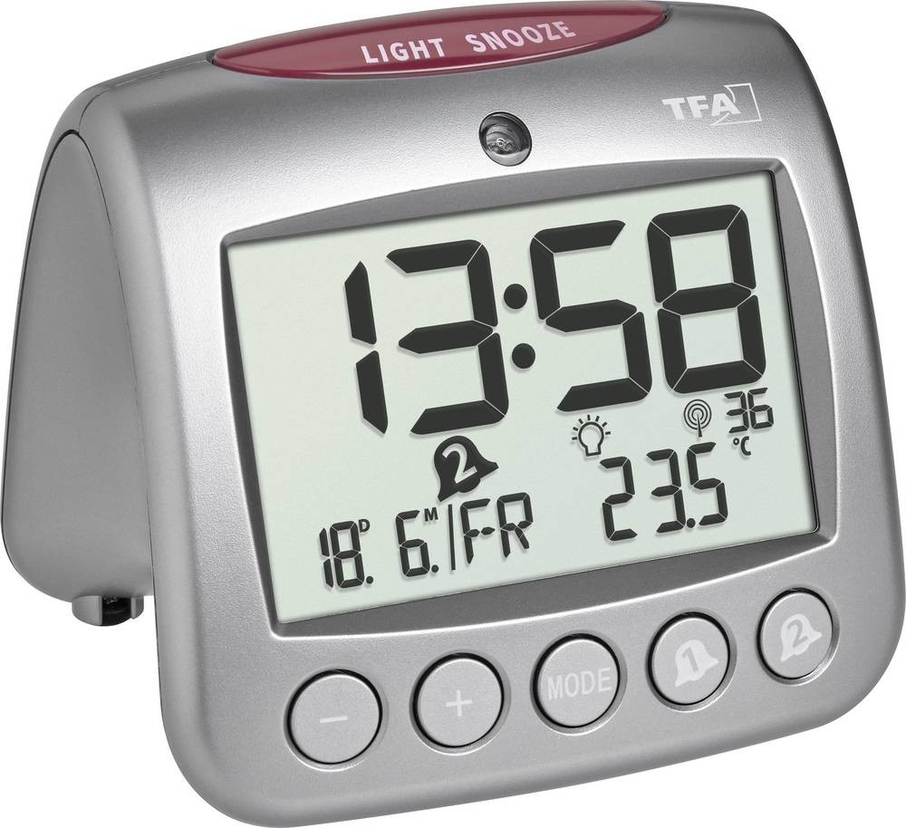 TFA Dostmann 60.2559.54 Funk Wecker Grau Alarmzeiten 2 2 Timerzeiten