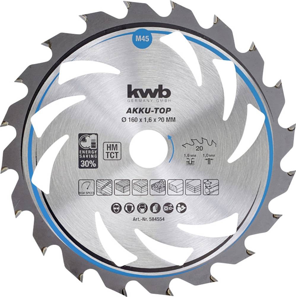 Kwb 587856 Hartmetall hoja de sierra 210 x 30 x 1.3mm Zähneanzahl: