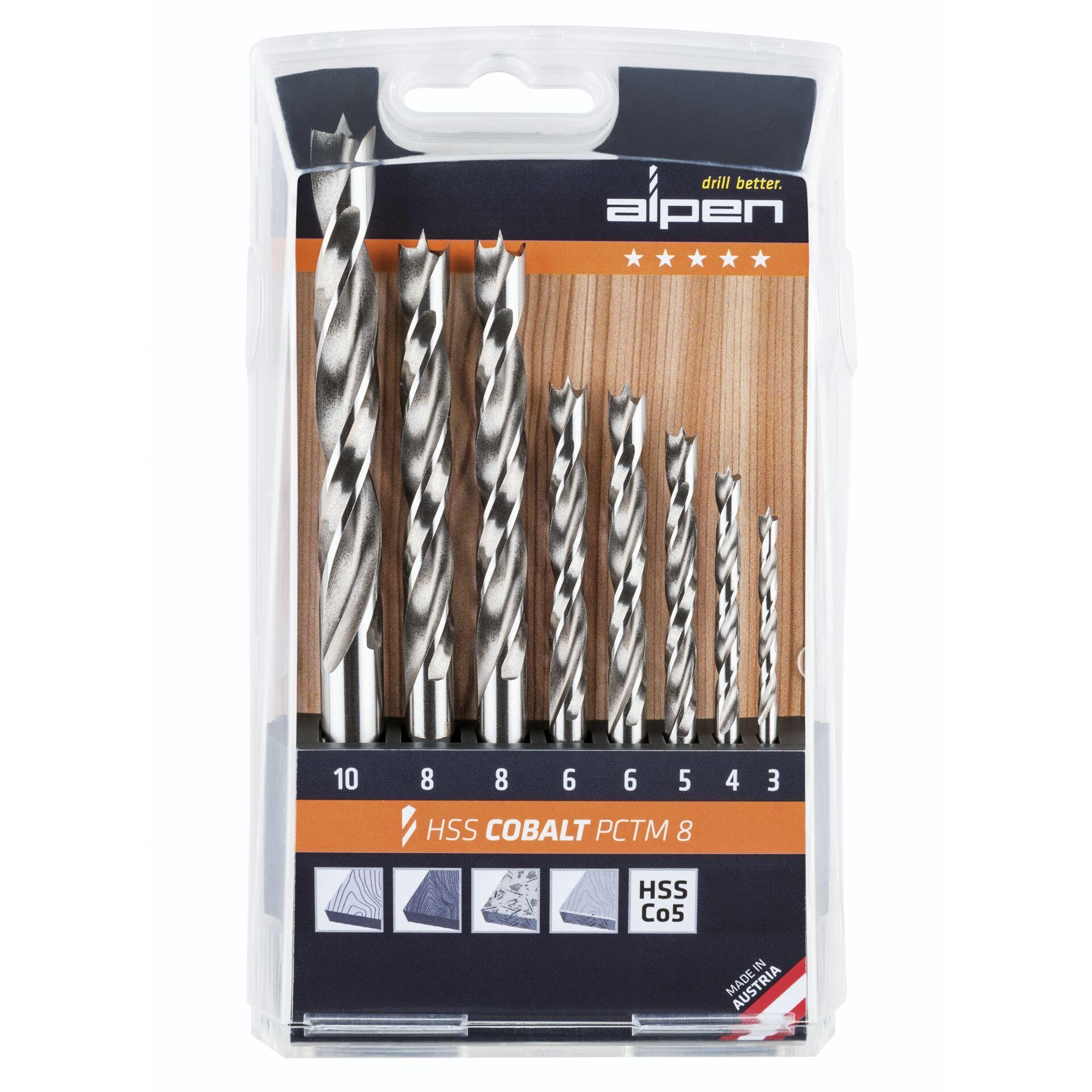Alpen 0063300008100 Holz-Spiralbohrer 8teilig 3 mm, 4 mm, 5 mm, 6 mm,