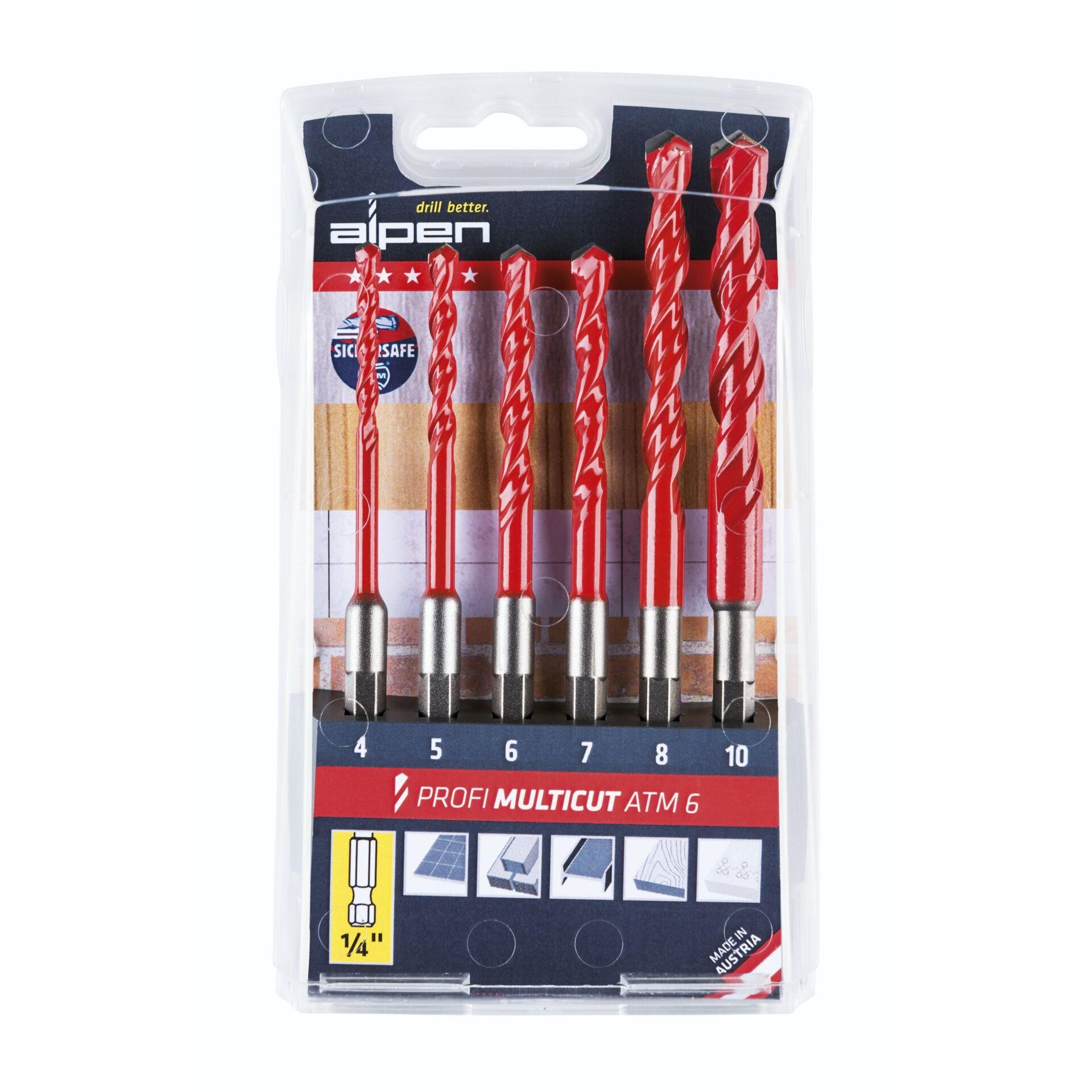Alpen MultiCut 0000100802100 Hartmetall Mehrzweckbohrer-Set 6teilig 4