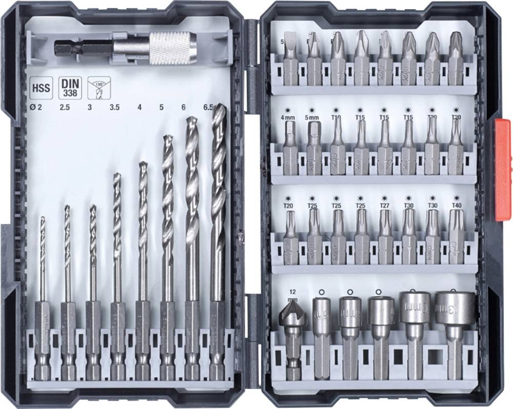 Kwb 108910 39teilig Bohrer- und Bit-Sortiment Metall 2 mm, 2.5 mm, 3