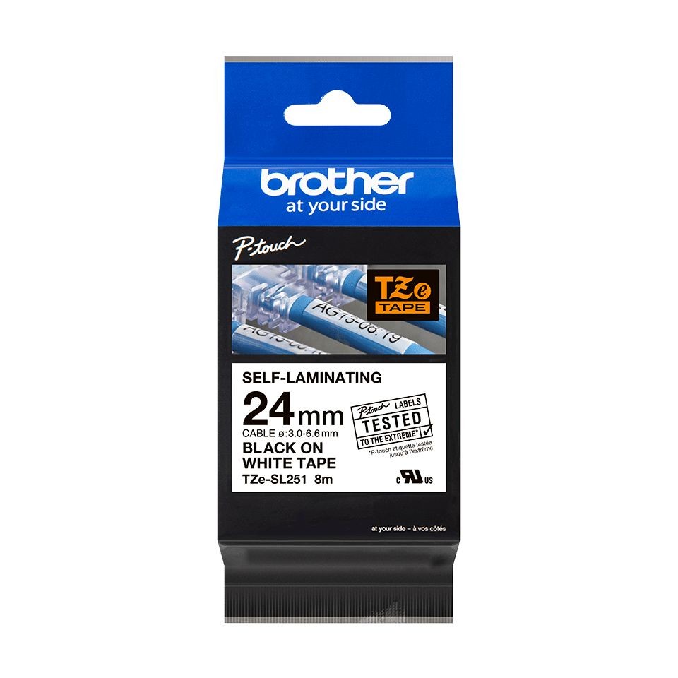 Brother TZESL251 label-making tape Black on white - Brother TZESL251,