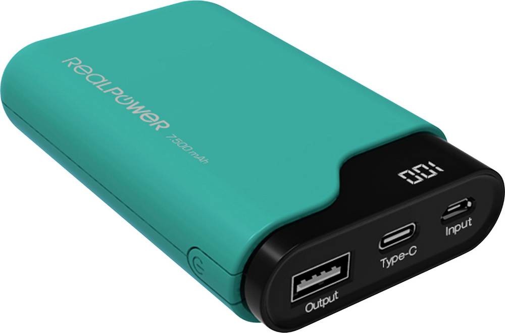 RealPower PB-7500C 7500 mAh Black, Green - RealPower PB-7500C, 7500