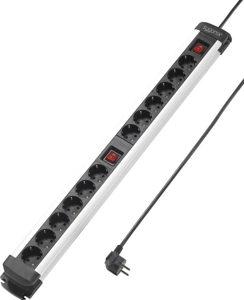Sygonix SY-4538268 Steckdosenleiste mit Schalter 12fach Schwarz,