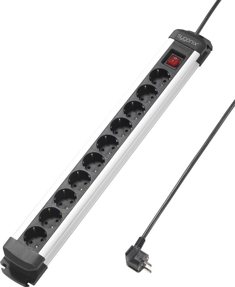 Sygonix SY-4538266 Steckdosenleiste mit Schalter 10fach Schwarz,