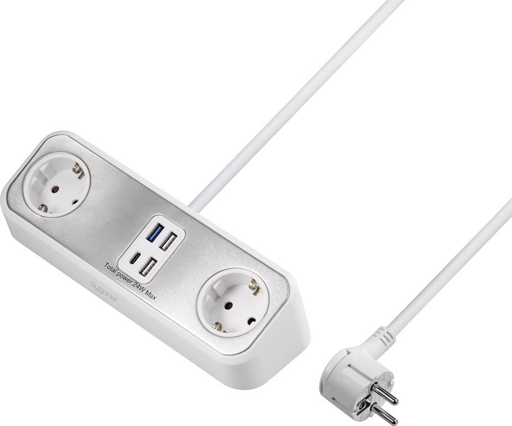 Sygonix SY-4538256 regleta de clavijas de enchufe 2fach blanco