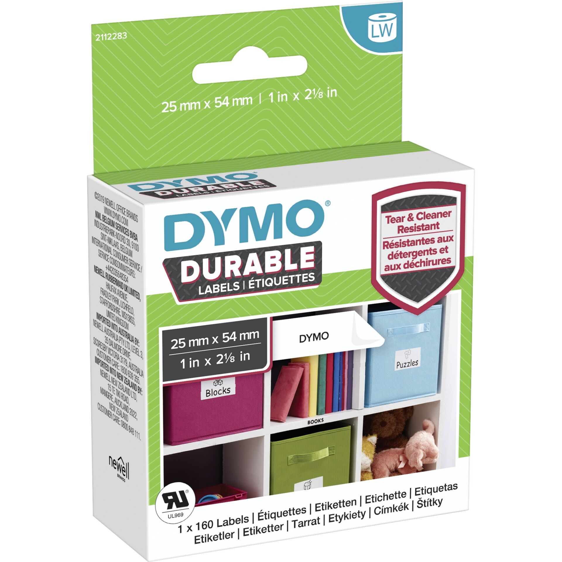 DYMO Authentic LabelWriter Durable Labels | 25mm x 54mm | White Poly |