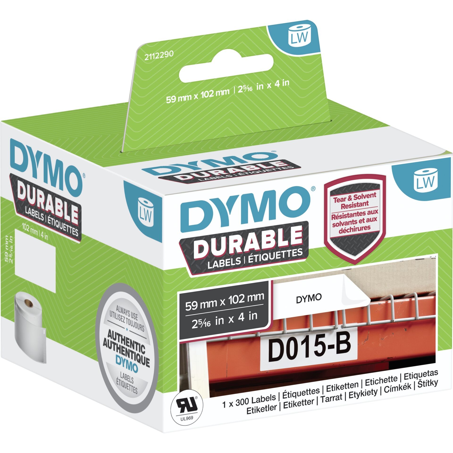 DYMO Authentic LabelWriter Durable Labels | 59mm x 102mm | White Poly
