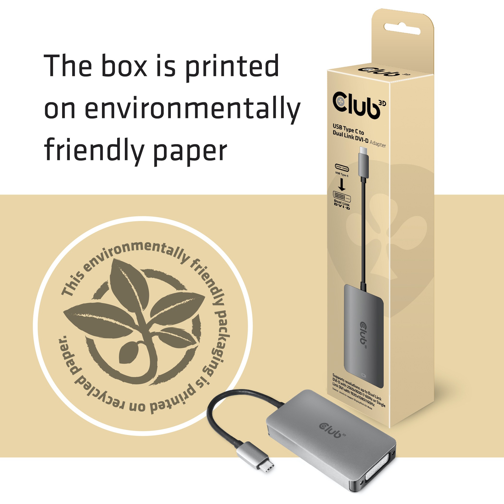 CLUB3D USB3.2 Gen1 Type-C to Dual Link DVI-D HDCP OFF version Active