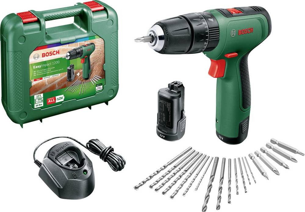 Bosch EasyImpact 1200 1500 RPM Keyless 1.1 kg Black, Green - Bosch