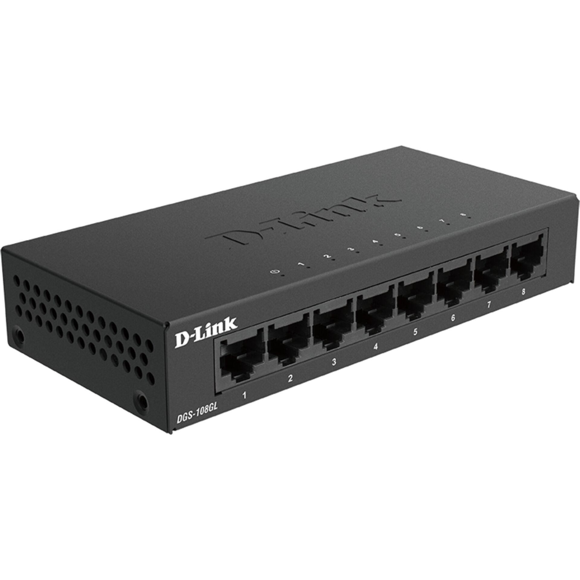 D-Link DGS-108GL Unmanaged Gigabit Ethernet (10/100/1000) Black - D-