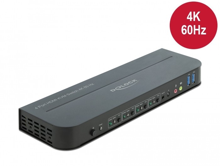 DeLOCK 11483 KVM switch Black - DeLOCK 11483, 3840 x 2160 pixels, 4K
