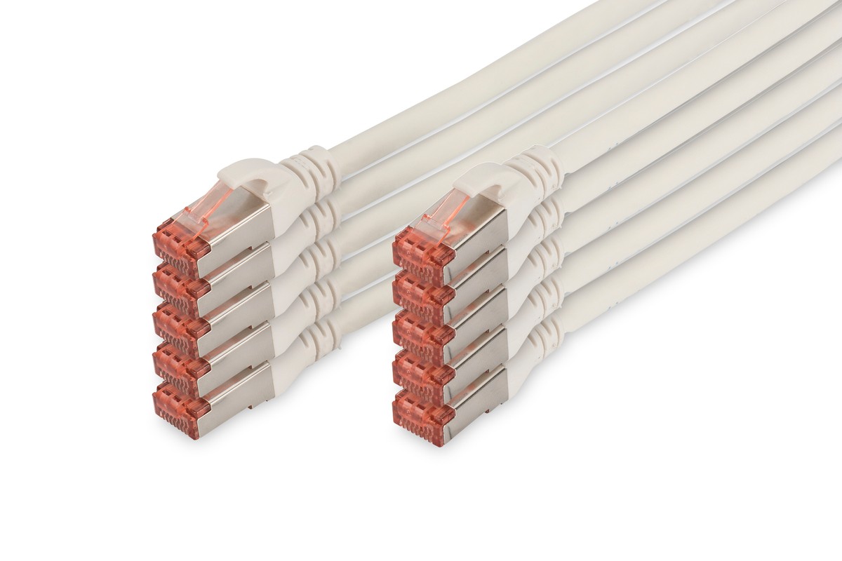DIGITUS CAT 6 S/FTP Patchkabel, 10 Stück, 3m, weiß