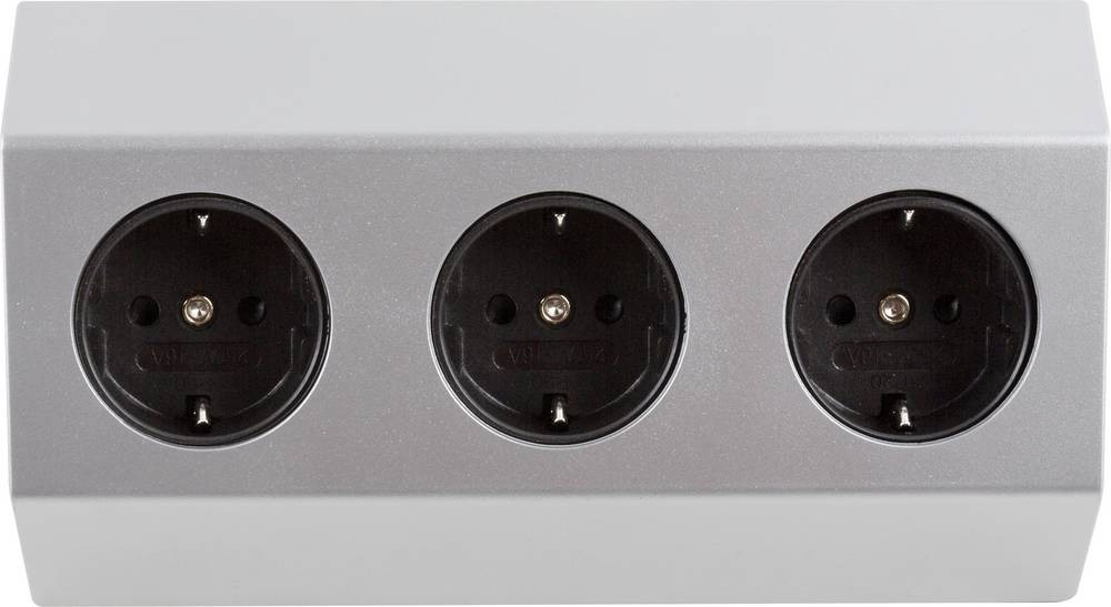 Heitronic 500071 power strip white, silver 1 pc(s)
