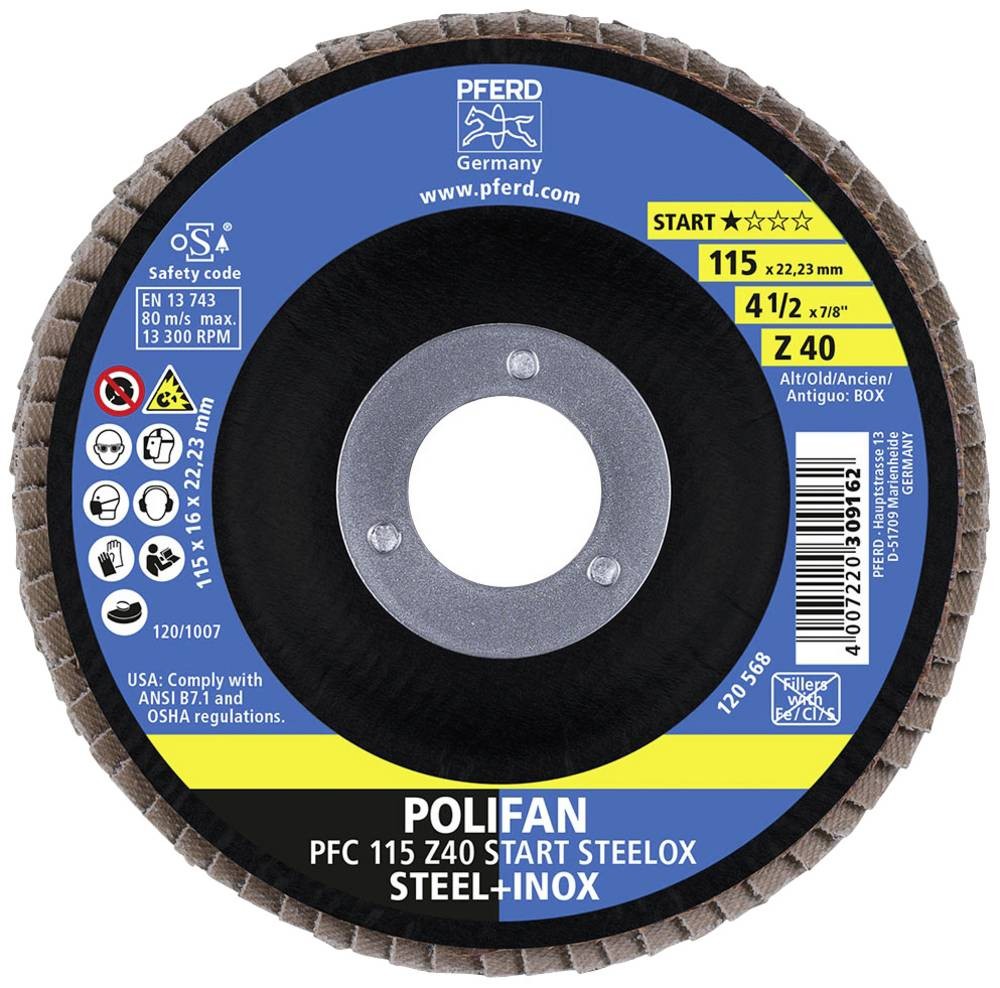 PFERD TOOLS 69300936PFC 115 Z 40 START STEELOX Fächerschleifscheibe