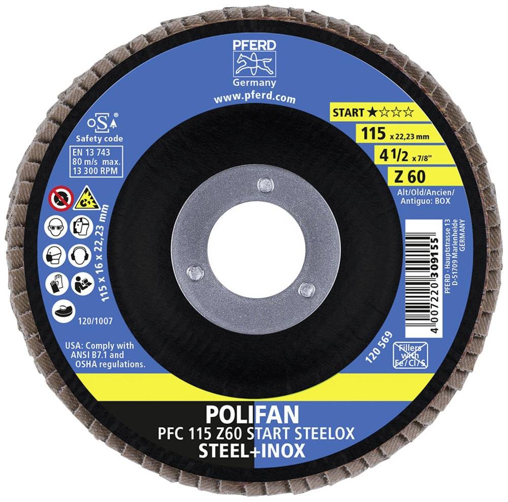 PFERD TOOLS 69300937PFC 115 Z 60 START STEELOX Fächerschleifscheibe