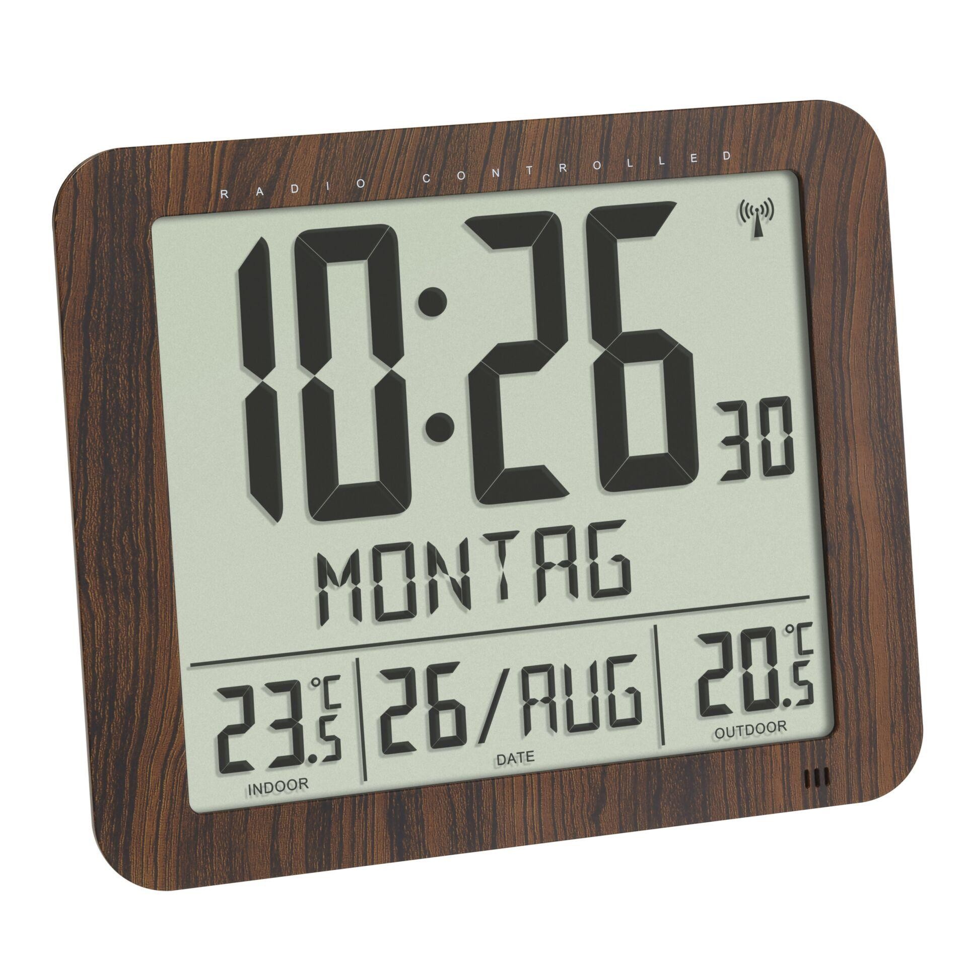 TFA Dostmann 60.4518.08 Funk Wanduhr 24.8mm x 2.5mm x 20.6mm Holz