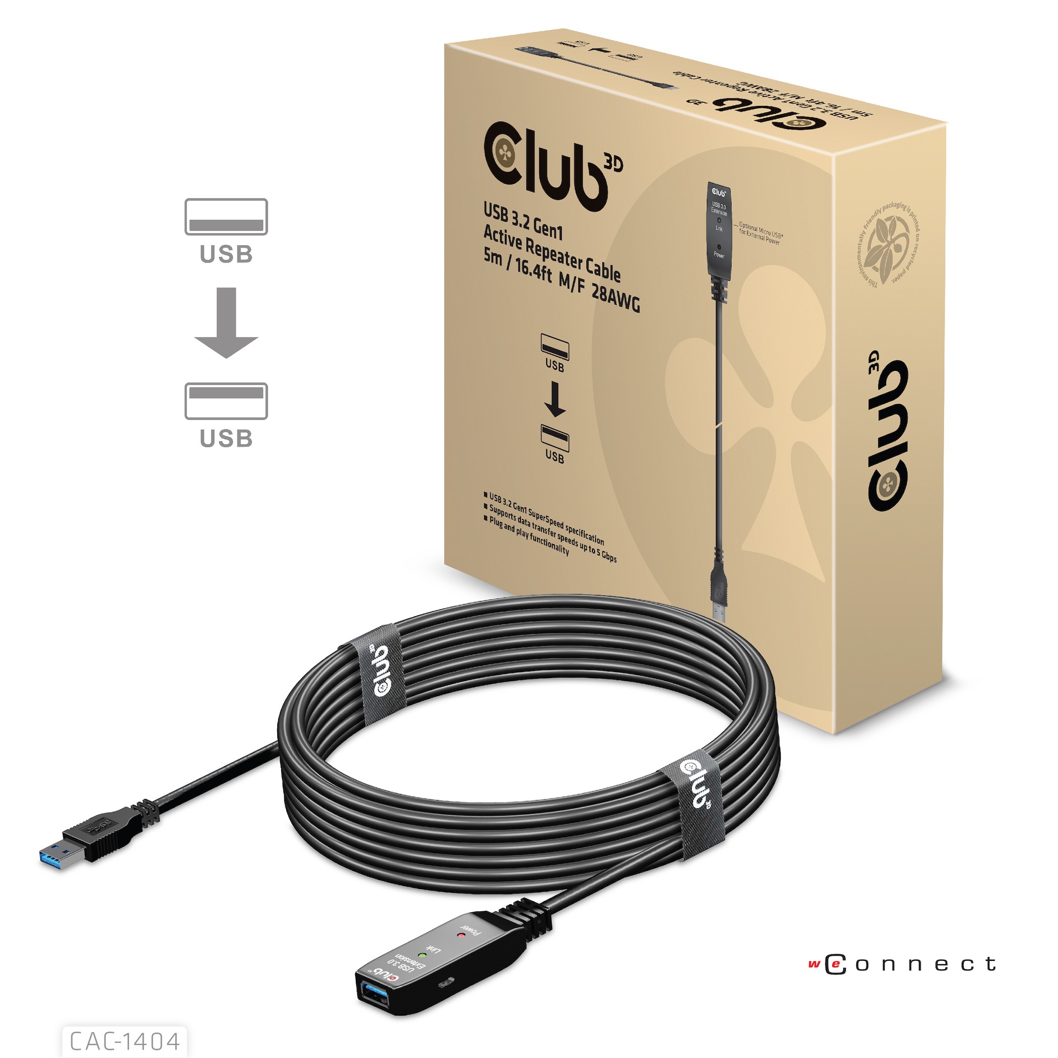 CLUB3D CAC-1404 cable USB USB 3.2 Gen 1 (3.1 Gen 1) 5 m USB A 5 Gbit/