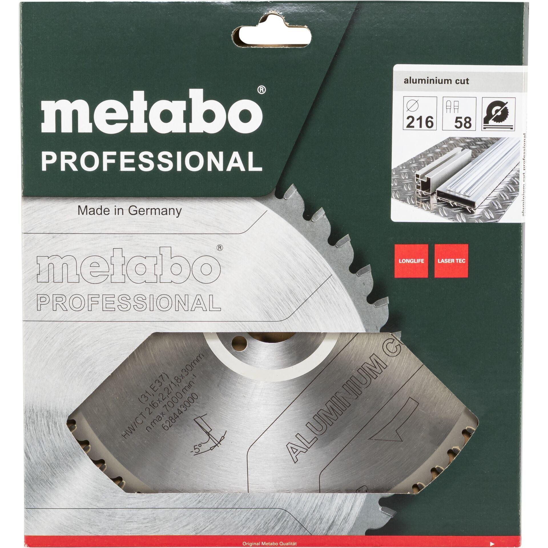 Metabo aluminio CUT PROFESSIONAL 628443000 hoja de sierra 216 x 30 x