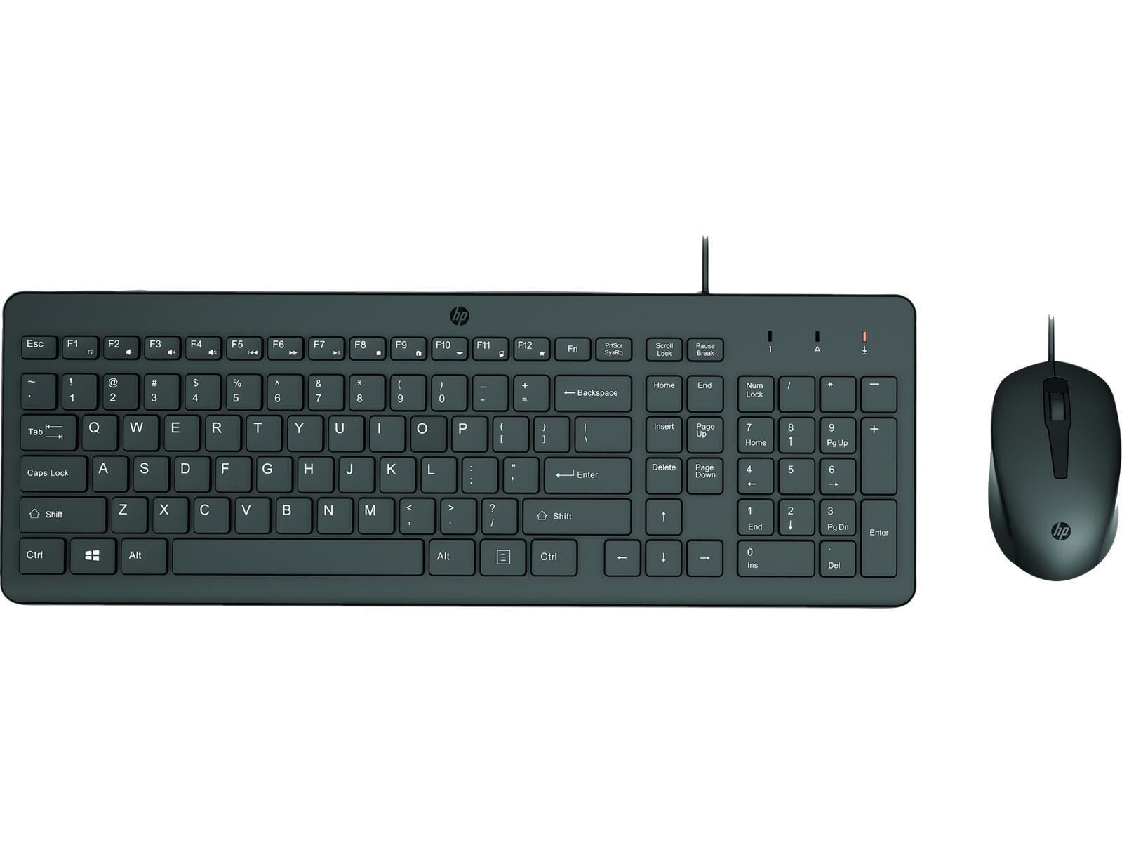 HP 150 Kabelgebunden Tastatur, Maus-Set Deutsch, QWERTZ Schwarz