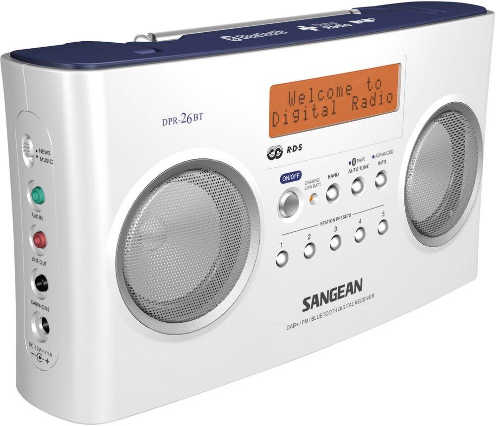 Sangean DPR-26BT Portable Numérique Blanc - Sangean DPR-26BT,