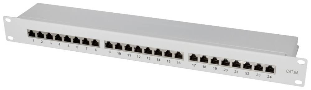 LogiLink NP0060 patch panel 1U - LogiLink NP0060, RJ-45, Cat6a, Grey,