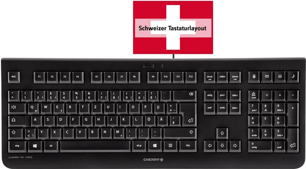 CHERRY KC1000 Tastatur Wired CH 1.80m schwarz
