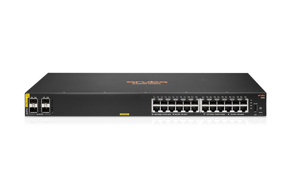 HPE Aruba Networking CX 6100 24G Class4 PoE 4SFP+ 370W Switch - HPE