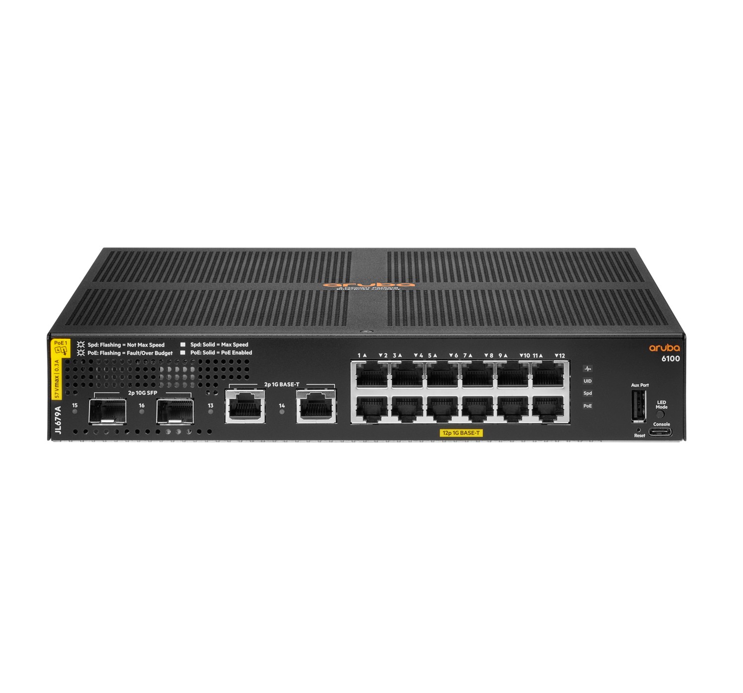 HPE Aruba Networking CX 6100 12G Class4 PoE 2G/2SFP+ 139W Switch -