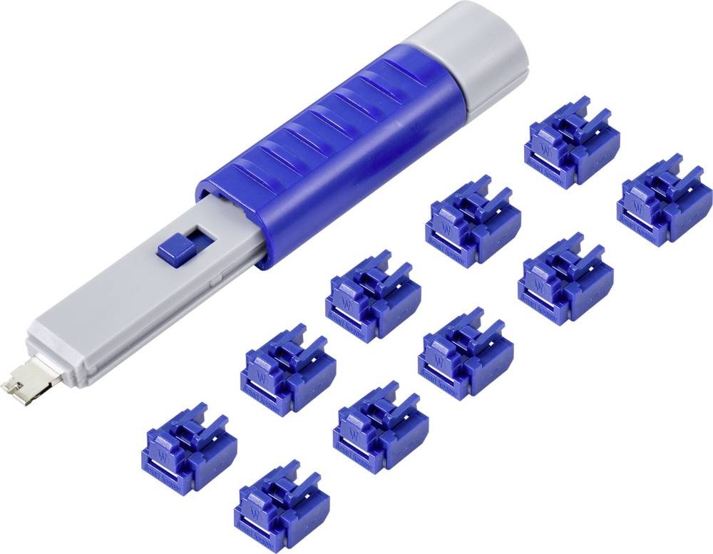 Renkforce RJ45 LAN Port Schloss RF-4695234 10er Set argent-Blau incl.