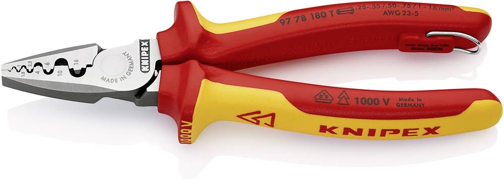 Knipex 97 78 180 T Crimpzange Aderendhülsen 0.25 up to 16mm²