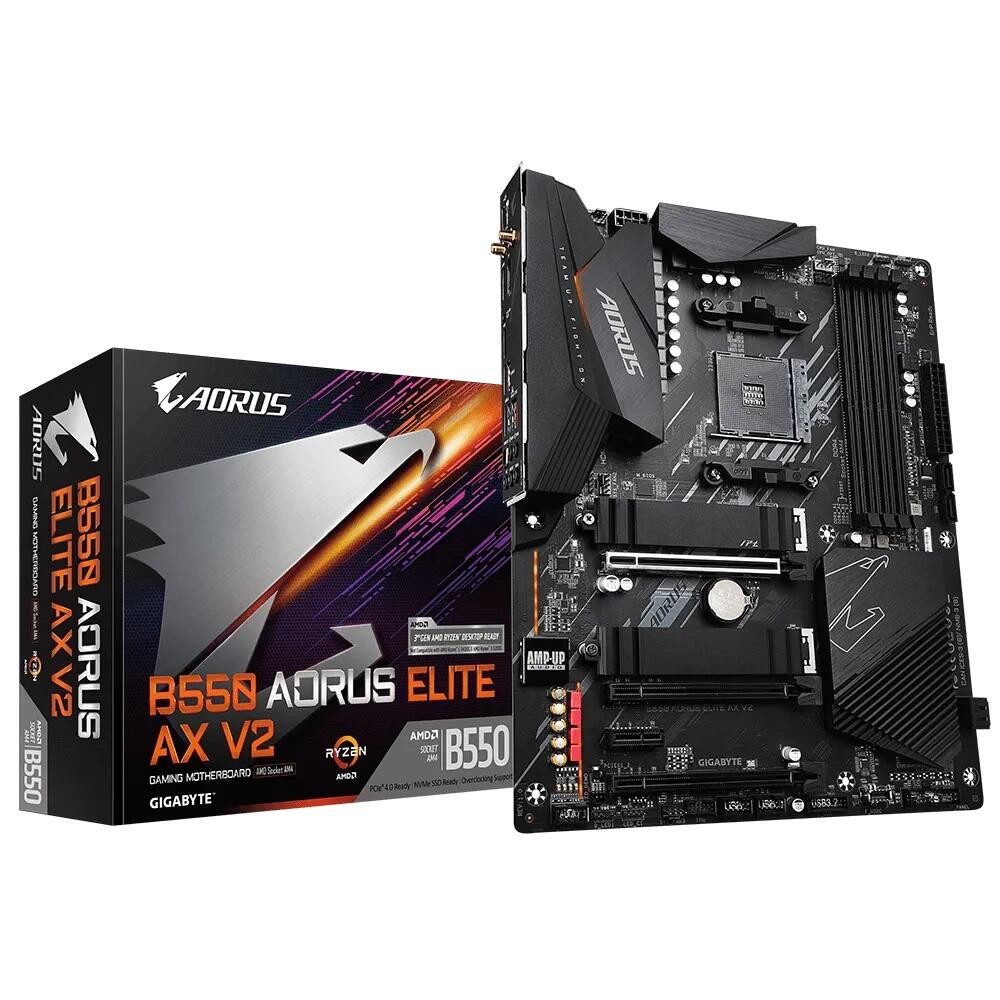 GIGABYTE B550 AORUS ELITE AX V2 Motherboard - AMD Ryzen 5000 CPUs, 12+