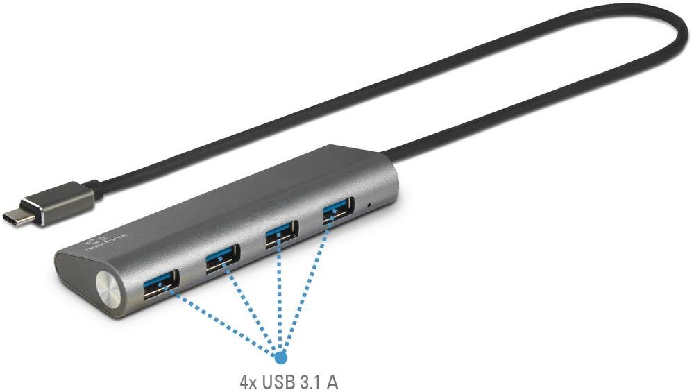 Renkforce RF-3374944 USB-Hub 4 Port USB-A USB 3.2 Gen1 5 GBit/s mit