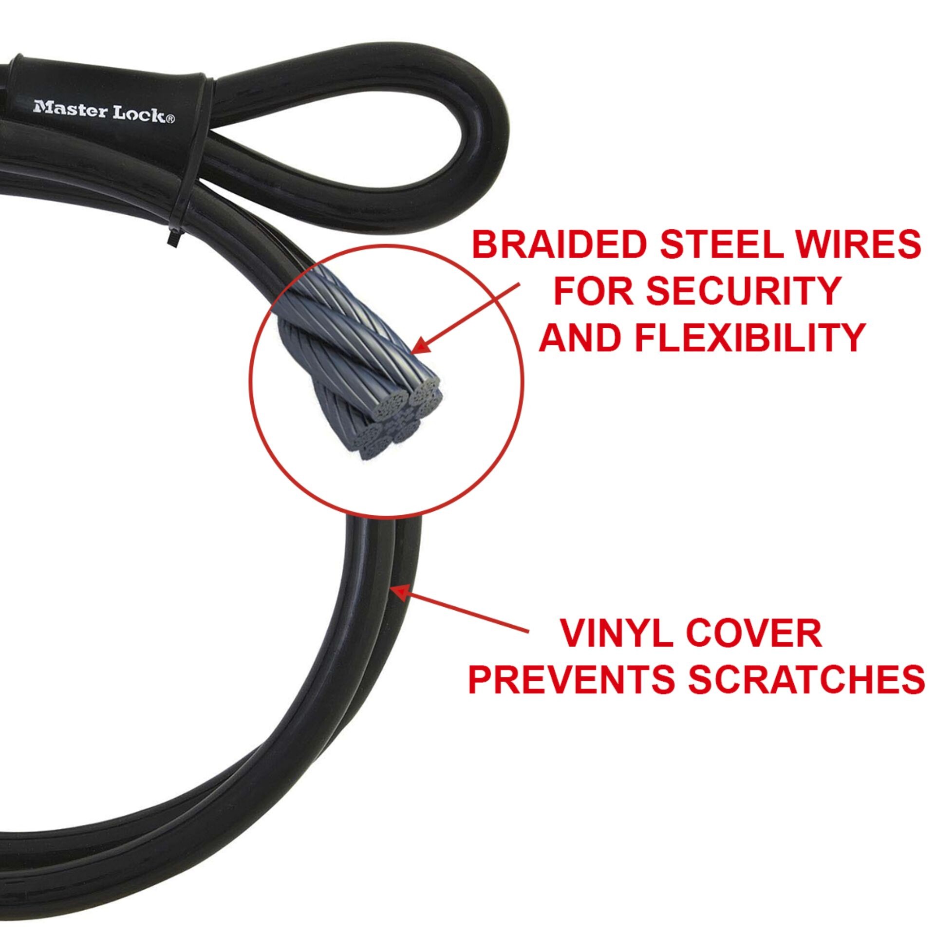 Câble antivol sans cadenas MASTER LOCK, L.3 m x Diam.10 mm | Leroy Merlin