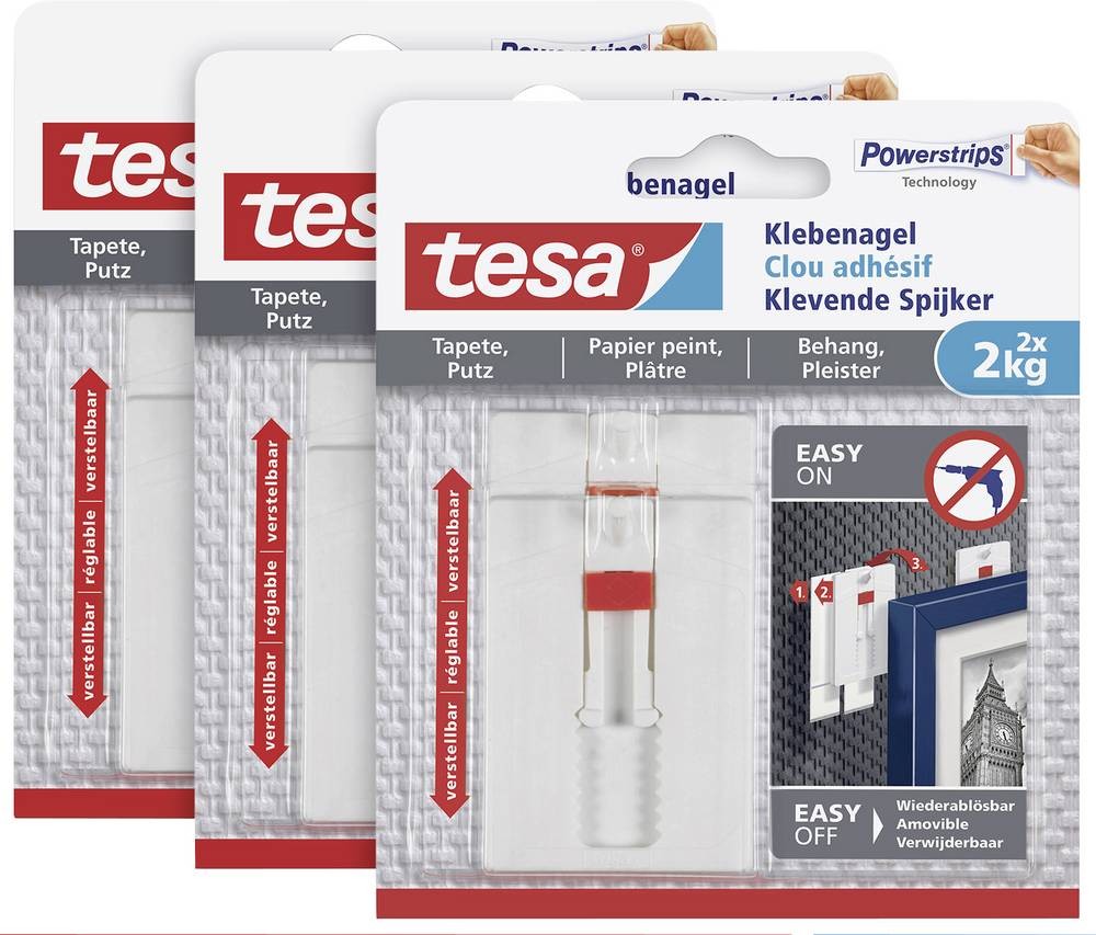 Tesa 77777 Klebenagel verstellbar white Inhalt: 6St.