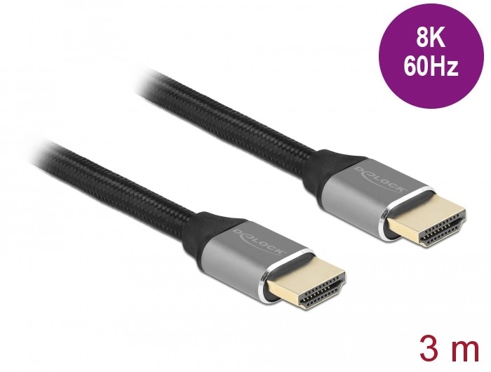 DeLOCK Ultra High Speed HDMI Cable 48 Gbps 8K 60 Hz grey 3 m