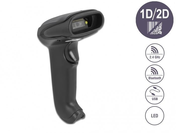 DeLOCK Barcode Scanner 1D and 2D for 2.4 GHz, Bluetooth or USB -
