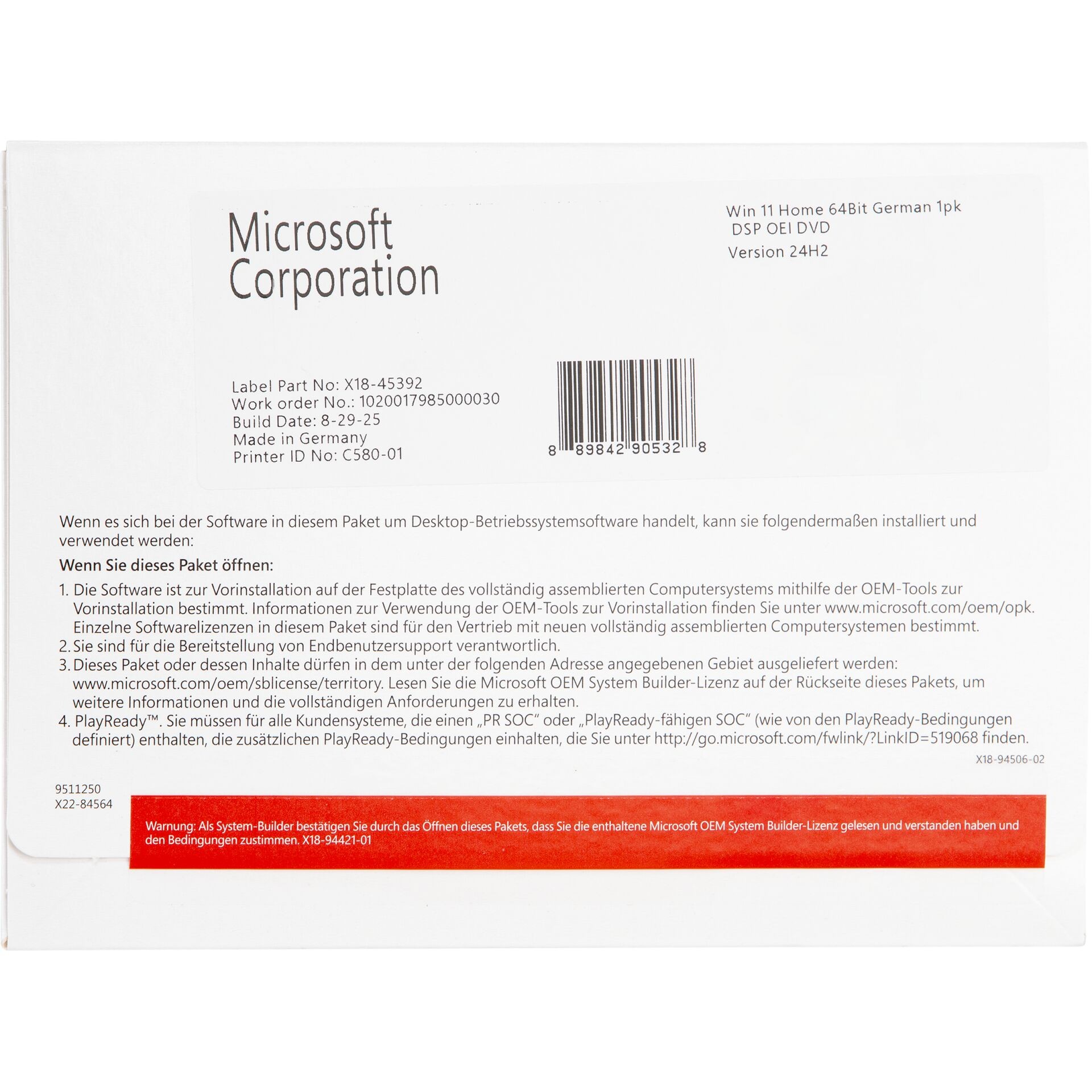 Microsoft Windows 11 Home OEM-Lizenz (System-Builder) Betriebssystem